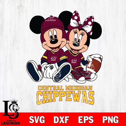 Central Michigan Chippewas Disney Mickey And Minnie Football Svg Eps Dxf Png File, NCAA svg , Digital Download , Instant Download, Cricut File