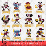 Central Michigan Chippewas Disney NCAA Bundle Svg PNG 12 Svg Eps Dxf Png File, Digital Download