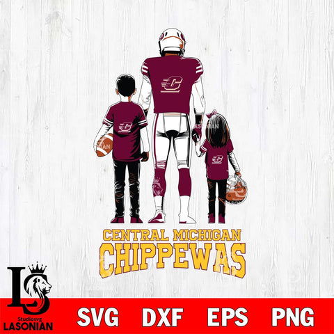 Central Michigan Chippewas Father And Child Football SVG DXF EPS PNG FILE,NCAA SVG, Father day Digital Download,Instant Download, Silhouette