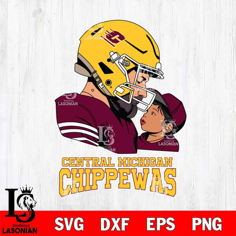 Central Michigan Chippewas Father And Child Rugby SVG DXF EPS PNG FILE,NCAA SVG, Father day Digital Download,Instant Download, Silhouette