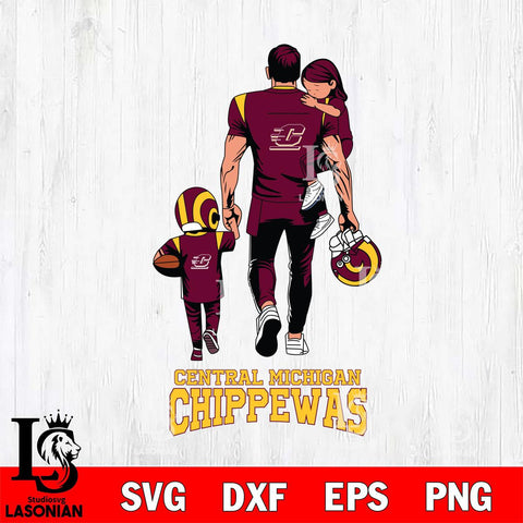 Central Michigan Chippewas Father And Son Football SVG DXF EPS PNG FILE,NCAA SVG, Father day Digital Download,Instant Download, Silhouette