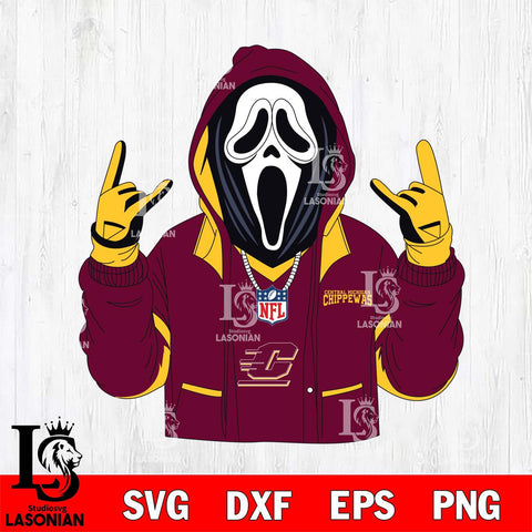 Central Michigan Chippewas Ghostface Scream Football Halloween Svg Eps Dxf Png File, NCAA svg, Digital Download, Instant Download