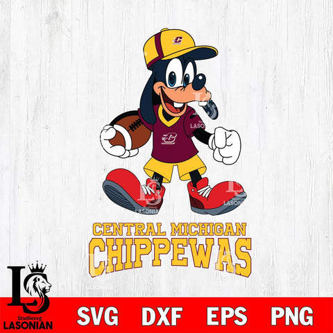 Central Michigan Chippewas Goofy Football Player SVG DXF EPS PNG FILE,NCAA svg ,Football Digital Download,Instant Download, Silhouette