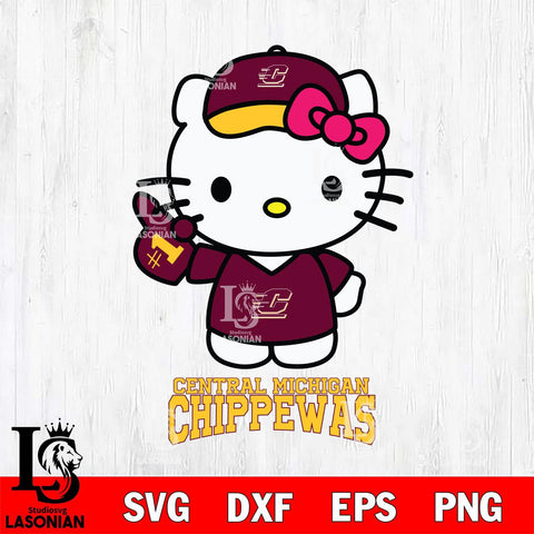 Central Michigan Chippewas Hello Kitty Best Fan Svg Eps Dxf Png File, Digital Download, Instant Download