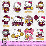 Central Michigan Chippewas Hello Kitty Bundle 12 SVG Svg Eps Dxf Png File, Digital Download, Instant Download