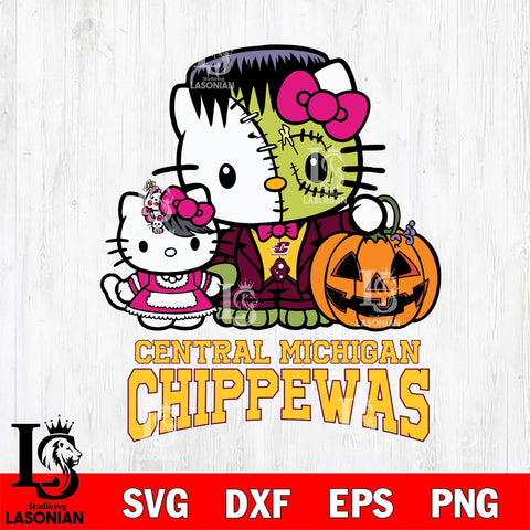 Central Michigan Chippewas Hello Kitty Horror 10 Svg Eps Dxf Png File, Digital Download