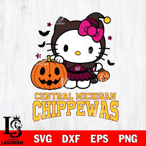 Central Michigan Chippewas Hello Kitty Horror 1 Svg Eps Dxf Png File, Digital Download