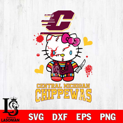 Central Michigan Chippewas Hello Kitty Horror 2 Svg Eps Dxf Png File, Digital Download