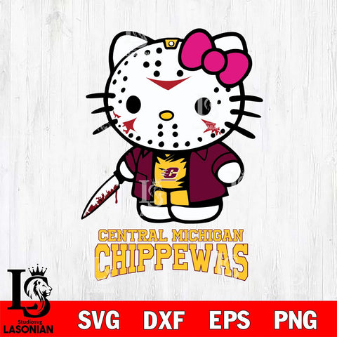 Central Michigan Chippewas Hello Kitty Horror 3 Svg Eps Dxf Png File, Digital Download