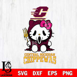 Central Michigan Chippewas Hello Kitty Horror 4 Svg Eps Dxf Png File, Digital Download