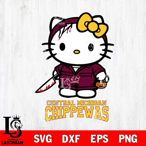Central Michigan Chippewas Hello Kitty Horror 5 Svg Eps Dxf Png File, Digital Download