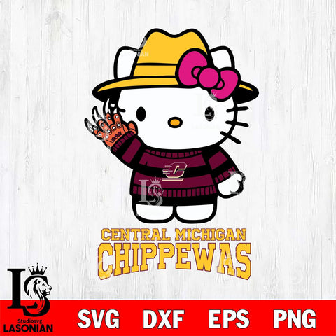 Central Michigan Chippewas Hello Kitty Horror 6 Svg Eps Dxf Png File, Digital Download