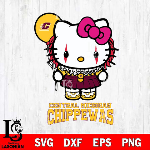 Central Michigan Chippewas Hello Kitty Horror 7 Svg Eps Dxf Png File, Digital Download