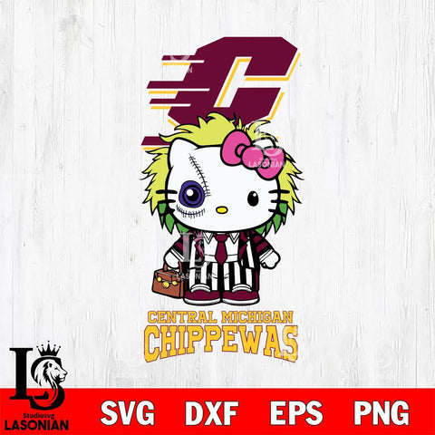 Central Michigan Chippewas Hello Kitty Horror 8 Svg Eps Dxf Png File, Digital Download