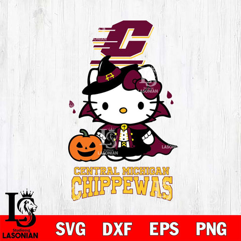 Central Michigan Chippewas Hello Kitty Horror 9 Svg Eps Dxf Png File, Digital Download