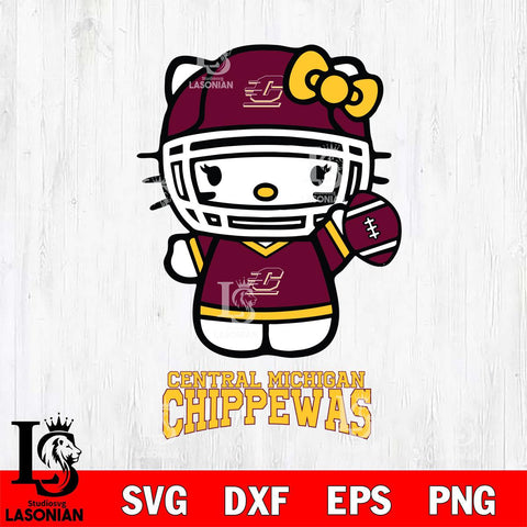 Central Michigan Chippewas Hello Kitty NCAA 1 Svg Eps Dxf Png File, Digital Download, Instant Download