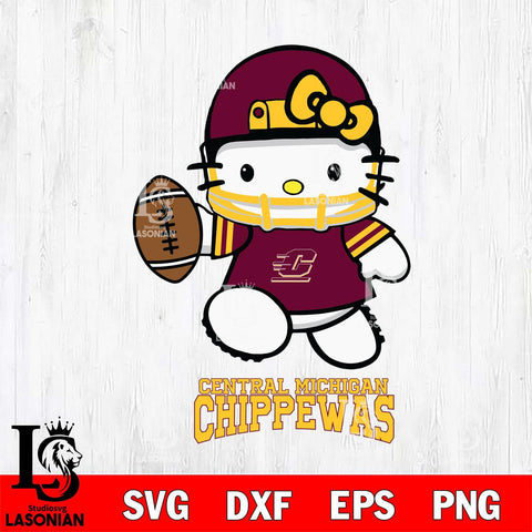 Central Michigan Chippewas Hello Kitty NCAA 4 Svg Eps Dxf Png File, Digital Download, Instant Download