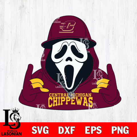 Central Michigan Chippewas Horror Character Ghostface Sport Svg Eps Dxf Png File, NCAA svg, Digital Download, Instant Download