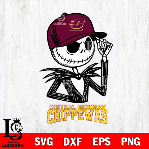 Central Michigan Chippewas Jack Skellington 3 Halloween Svg Eps Dxf Png File, NCAA svg, Digital Download, Instant Download