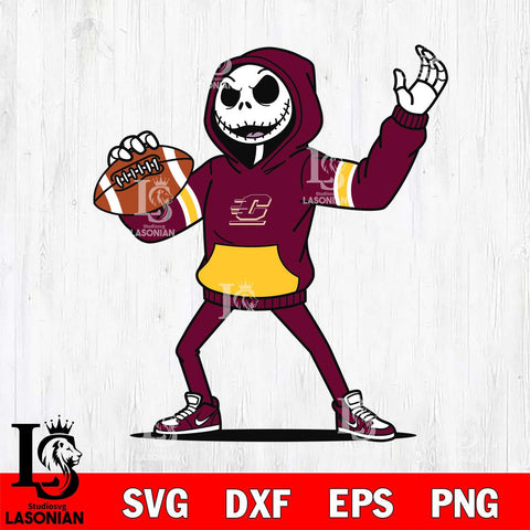 Central Michigan Chippewas Jack Skellington Football Christmas File Cut, NCAA SVG DXF EPS PNG FILE, Digital Download , Criucut , Silhouette