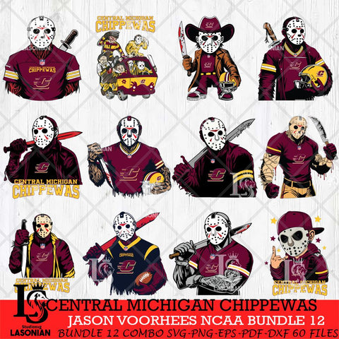Central Michigan Chippewas Jason Voorhees Horror Bundle 12 SVG Eps Dxf Png File, bundle NCAA svg, Digital Download, Instant Download