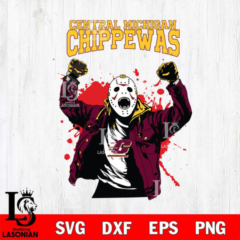 Central Michigan Chippewas Jason Voorhees Horror Halloween 3 Svg Eps Dxf Png File, NCAA svg, Digital Download, Instant Download