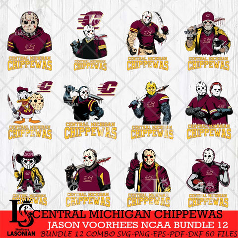 Central Michigan Chippewas Jason Voorhees NCAA Bundle 12 SVG Svg Eps Dxf Png File, Digital Download