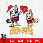 Central Michigan Chippewas Love Bluey Christmas Svg Eps Dxf Png File, Digital Download