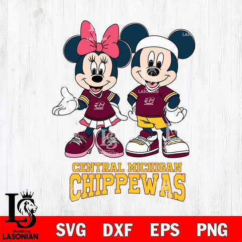 Central Michigan Chippewas Mickey And Minnie Football Svg Eps Dxf Png File, NCAA svg , Digital Download , Instant Download, Cricut File