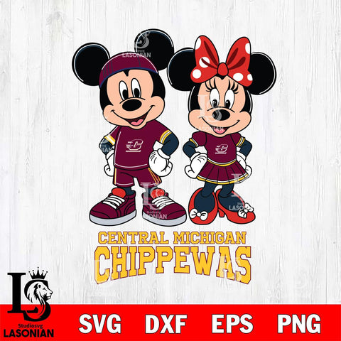 Central Michigan Chippewas Mickey And Minnie Rugby Svg Eps Dxf Png File, NCAA svg , Digital Download , Instant Download, Cricut File