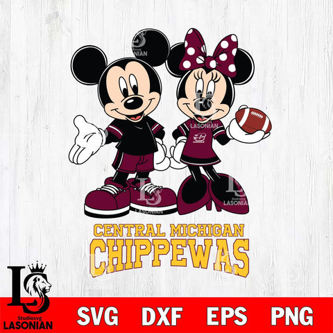 Central Michigan Chippewas Mickey Minnie Football Svg Eps Dxf Png File, NCAA svg , Digital Download , Instant Download, Cricut File
