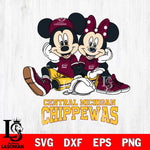 Central Michigan Chippewas Mickey Minnie Mouse Football Sit Svg Eps Dxf Png File, NCAA svg , File Cut , Digital Download , Instant Download, Cut Svg Files