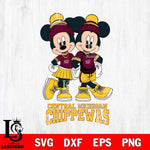 Central Michigan Chippewas Mickey Minnie Valentine Football Svg Eps Dxf Png File, NCAA svg , Digital Download , Instant Download, Cricut File
