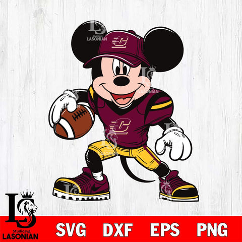 Central Michigan Chippewas Mickey Mouse Svg Eps Dxf Png File, NCAA svg, Digital Download, Instant Download