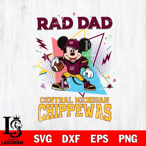 Central Michigan Chippewas Mickey Mouse Sport Rad Dad SVG DXF EPS PNG FILE, NCAA File Cut,Digital Download,Instant Download