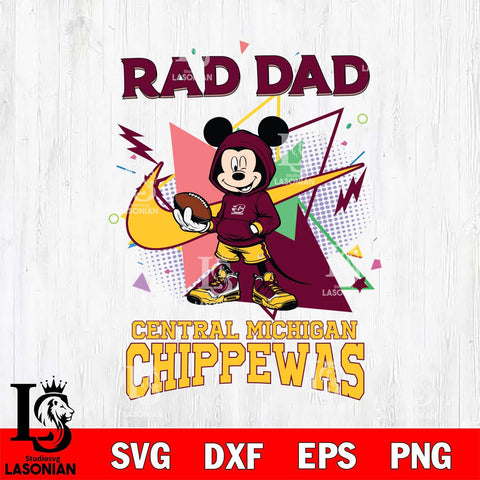 Central Michigan Chippewas Mickey Wearing Hoodie Rad Dad SVG DXF EPS PNG FILE, NCAA File Cut,Digital Download,Instant Download