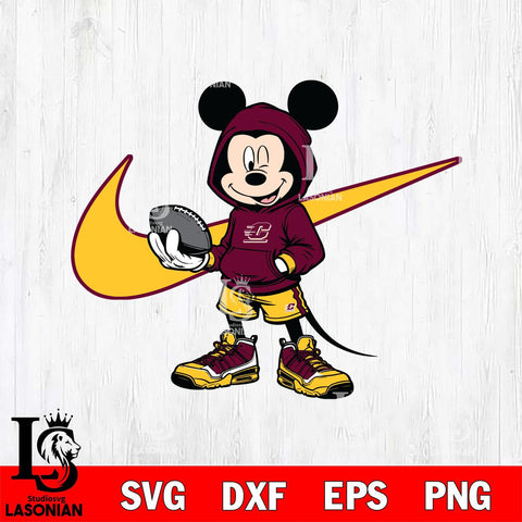 Central Michigan Chippewas Mickey Wearing Hoodie Sport Svg Eps Dxf Png File, NCAA svg, Digital Download, Instant Download