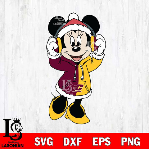 Central Michigan Chippewas Minnie Mouse Disney Football Christmas File Cut, NCAA SVG DXF EPS PNG FILE, Digital Download , Criucut , Silhouette