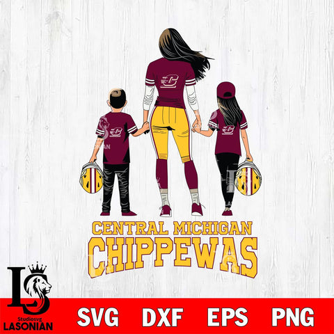 Central Michigan Chippewas Mother and son Rugby SVG DXF EPS PNG FILE,NCAA SVG, Father day Digital Download,Instant Download, Silhouette