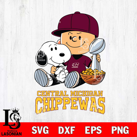 Central Michigan Chippewas Peanuts Snoopy Champion football SVG DXF EPS PNG FILE,Snoopy File Cut, NCAA Digital Download,Instant Download,Christmas Silhouette