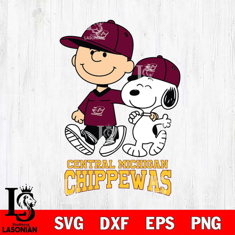 Central Michigan Chippewas Peanuts Snoopy Friends SVG DXF EPS PNG FILE,Snoopy File Cut, NCAA Digital Download,Instant Download,Christmas Silhouette