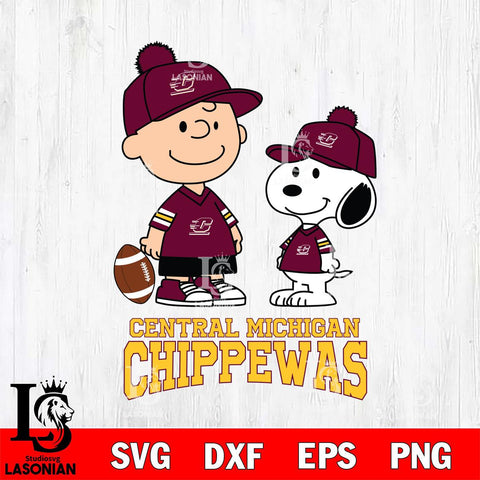 Central Michigan Chippewas Peanuts Snoopy Friends Football SVG DXF EPS PNG FILE,Snoopy File Cut, NCAA Digital Download,Instant Download,Christmas Silhouette