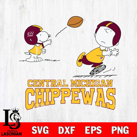 Central Michigan Chippewas Peanuts play football SVG DXF EPS PNG FILE,Snoopy File Cut, NCAA Digital Download,Instant Download,Christmas Silhouette
