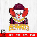Central Michigan Chippewas Pennywise Horror Sport 10 Svg Eps Dxf Png File, Digital Download