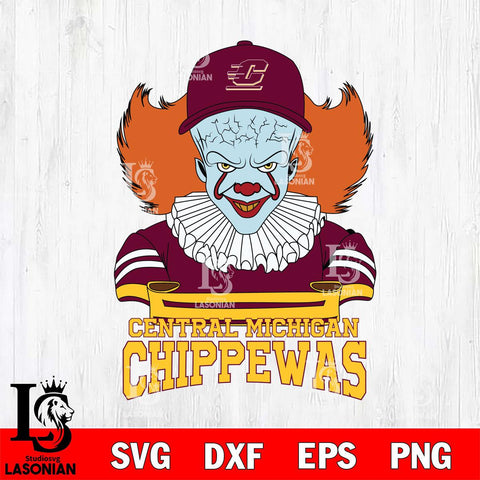 Central Michigan Chippewas Pennywise Horror Sport 2 Svg Eps Dxf Png File, Digital Download
