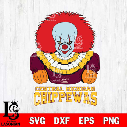 Central Michigan Chippewas Pennywise Horror Sport 3 Svg Eps Dxf Png File, Digital Download