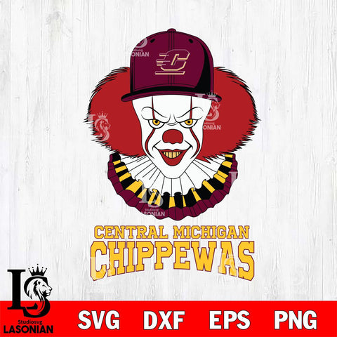 Central Michigan Chippewas Pennywise Horror Sport 4 Svg Eps Dxf Png File, Digital Download