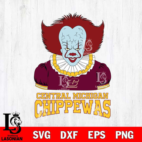 Central Michigan Chippewas Pennywise Horror Sport 5 Svg Eps Dxf Png File, Digital Download