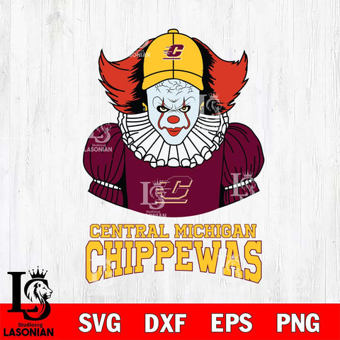 Central Michigan Chippewas Pennywise Horror Sport 7 Svg Eps Dxf Png File, Digital Download