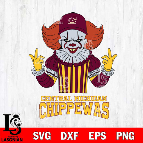 Central Michigan Chippewas Pennywise Horror Sport 8 Svg Eps Dxf Png File, Digital Download